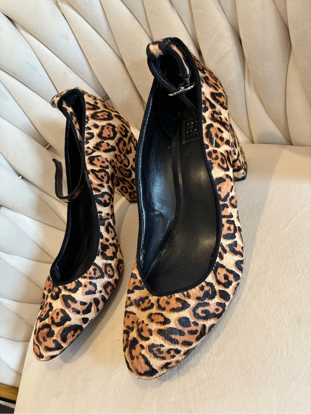 White House Black Market Leopard Print Block Heel Pumps - Brown & Black